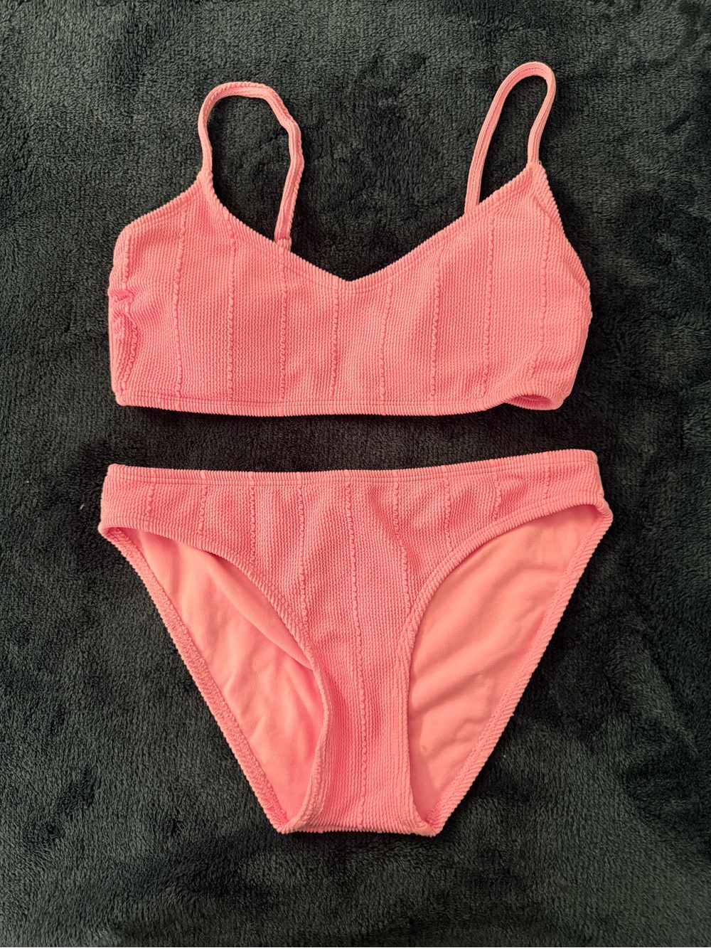 l*space Coral Pink Textured Bikini Set